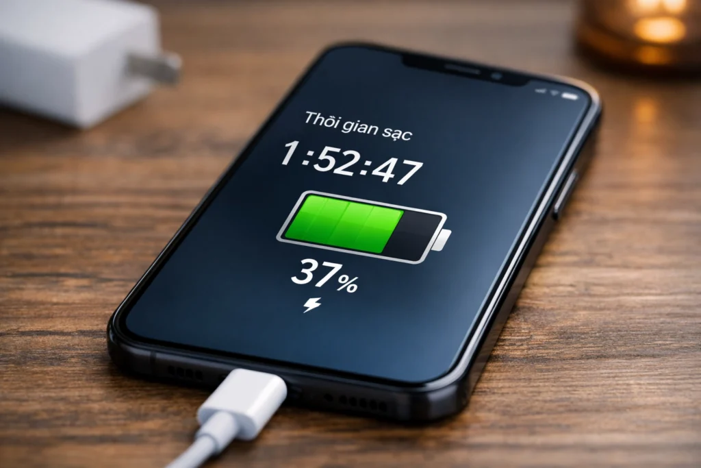 Điện thoại sạc rất chậm dù vẫn báo đang sạc và hiển thị phần trăm pin tăng chậm
