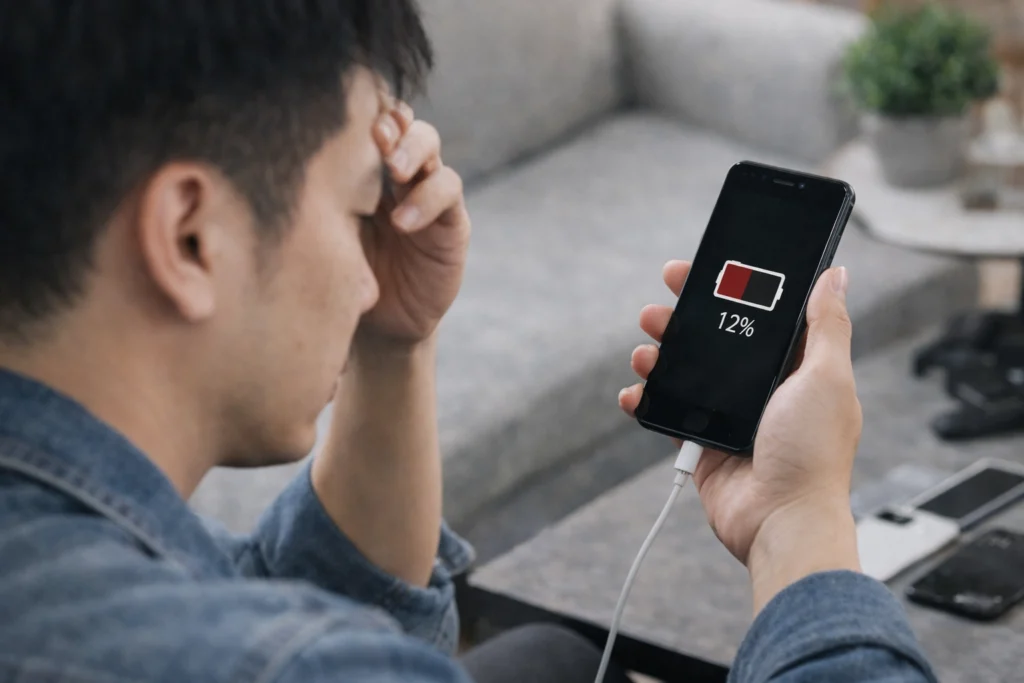 Người dùng điện thoại cũ gặp tình trạng pin nhanh hết và phải sạc liên tục trong ngày