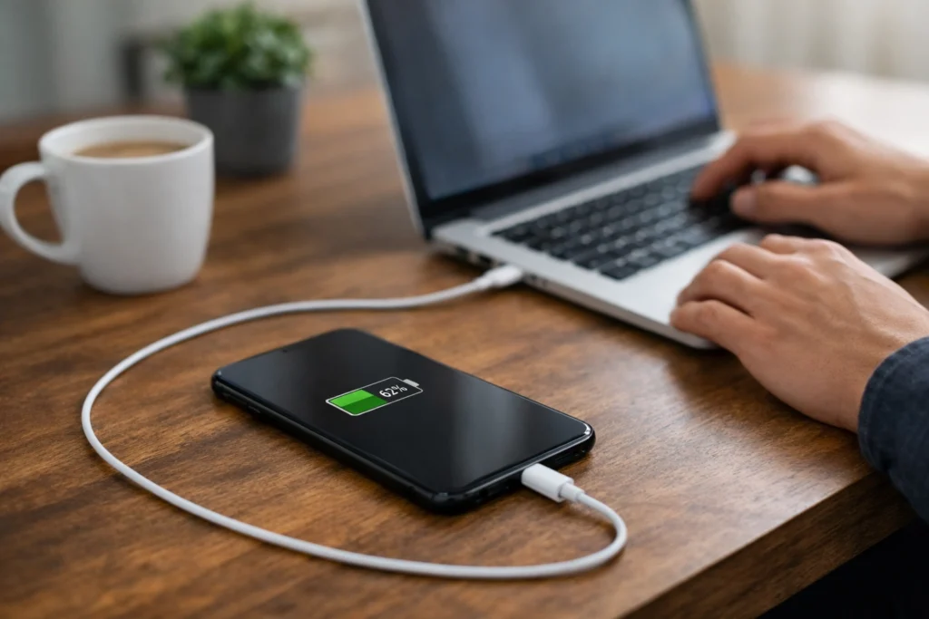 Sạc pin nhiều lần trong ngày khi điện thoại còn khoảng 60 phần trăm trong lúc làm việc